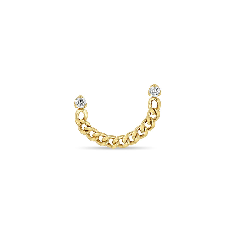 Zoë Chicco 14k Gold Prong Diamond Double Stud Small Curb Chain Earring