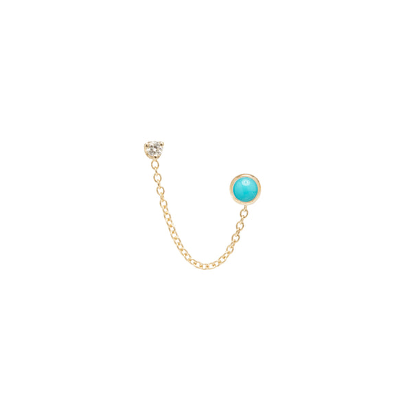 Zoë Chicco 14k Gold Turquoise & Diamond Double Stud Chain Earring