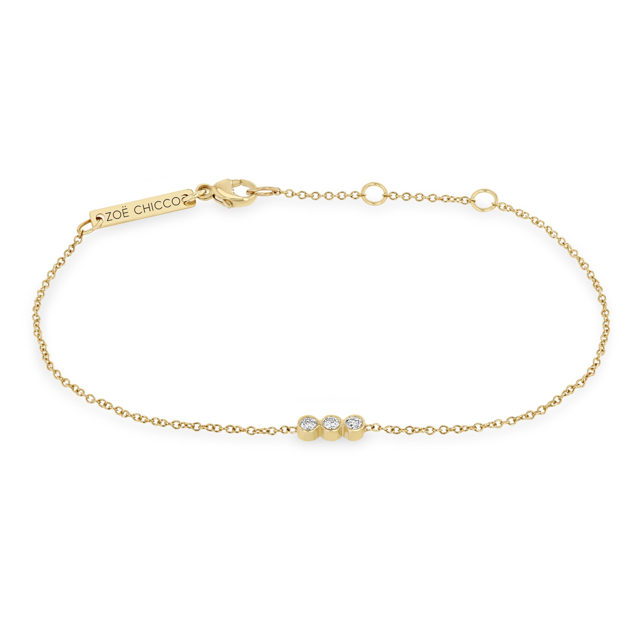 Zoë Chicco 14kt Gold 3 Diamond Bezel Bracelet