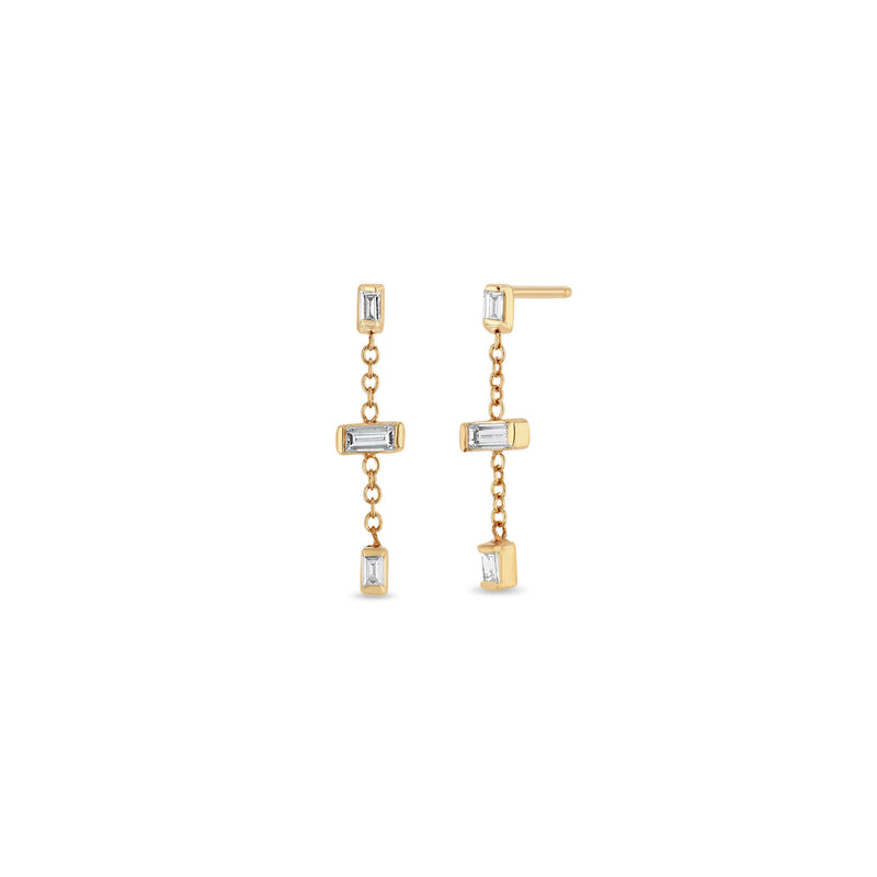 Zoë Chicco 14k Gold Linked Baguette Diamond Chain Drop Earrings