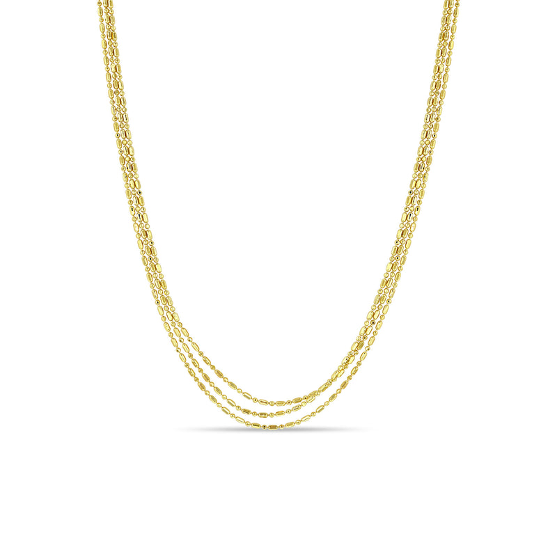 Zoë Chicco 14k Gold Triple Strand Tube Bar Chain Necklace