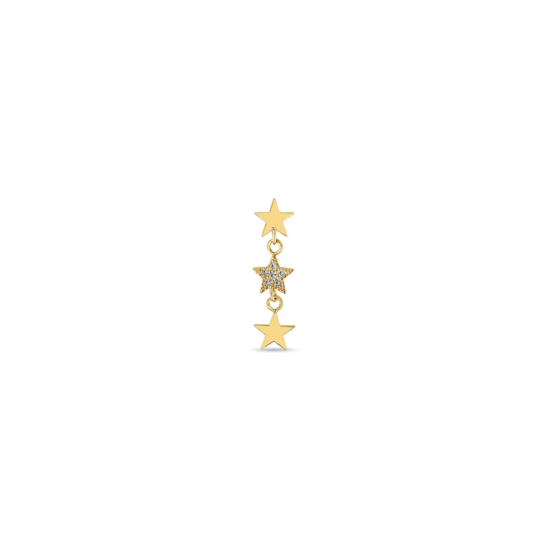 14k 3 Itty Bitty Gold & Pavé Diamond Star Short Drop Earring - SALE
