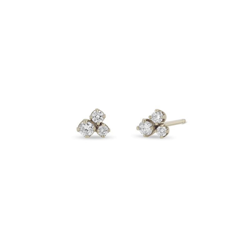 Zoë Chicco 14k Gold 3 Mixed Prong Diamond Cluster Stud Earrings