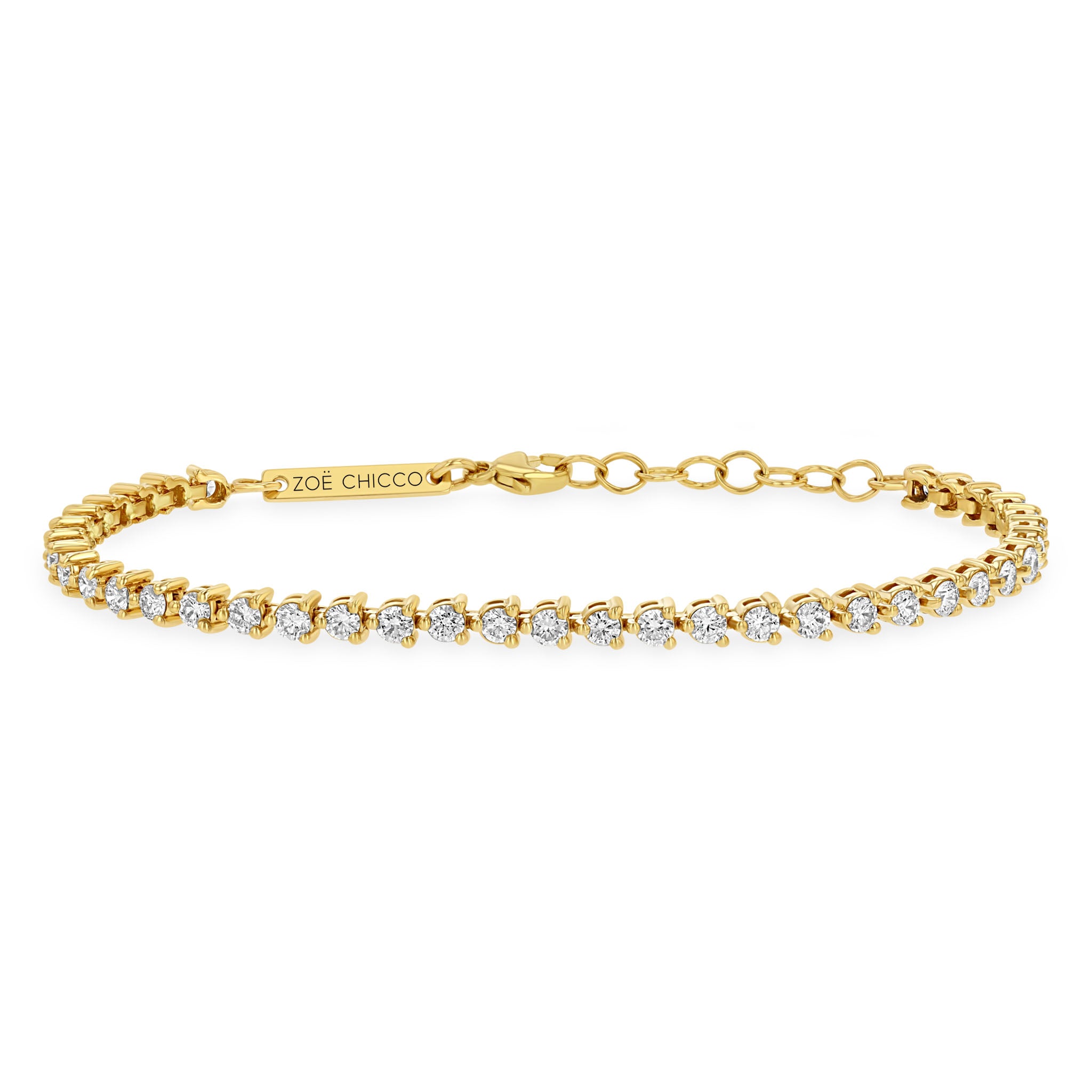 Zoë Chicco 14k Gold 3 Prong 2.5mm Diamond Tennis Bracelet