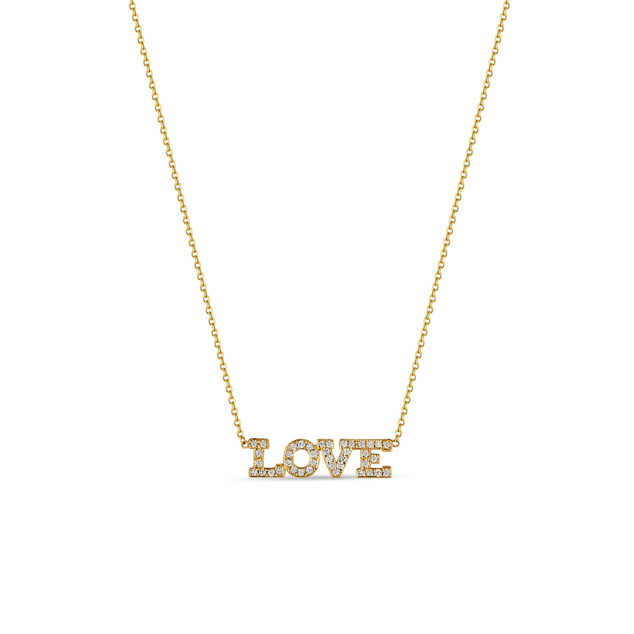 Zoë Chicco 14kt Gold Full Pavé Diamond 4 Letter Necklace