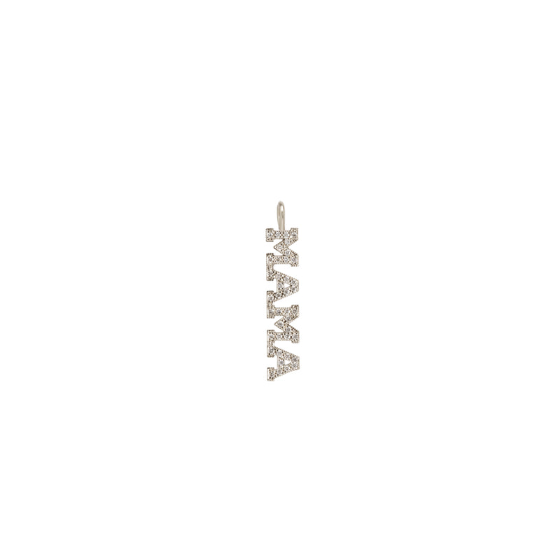 14k white gold diamond MAMA charm pendant