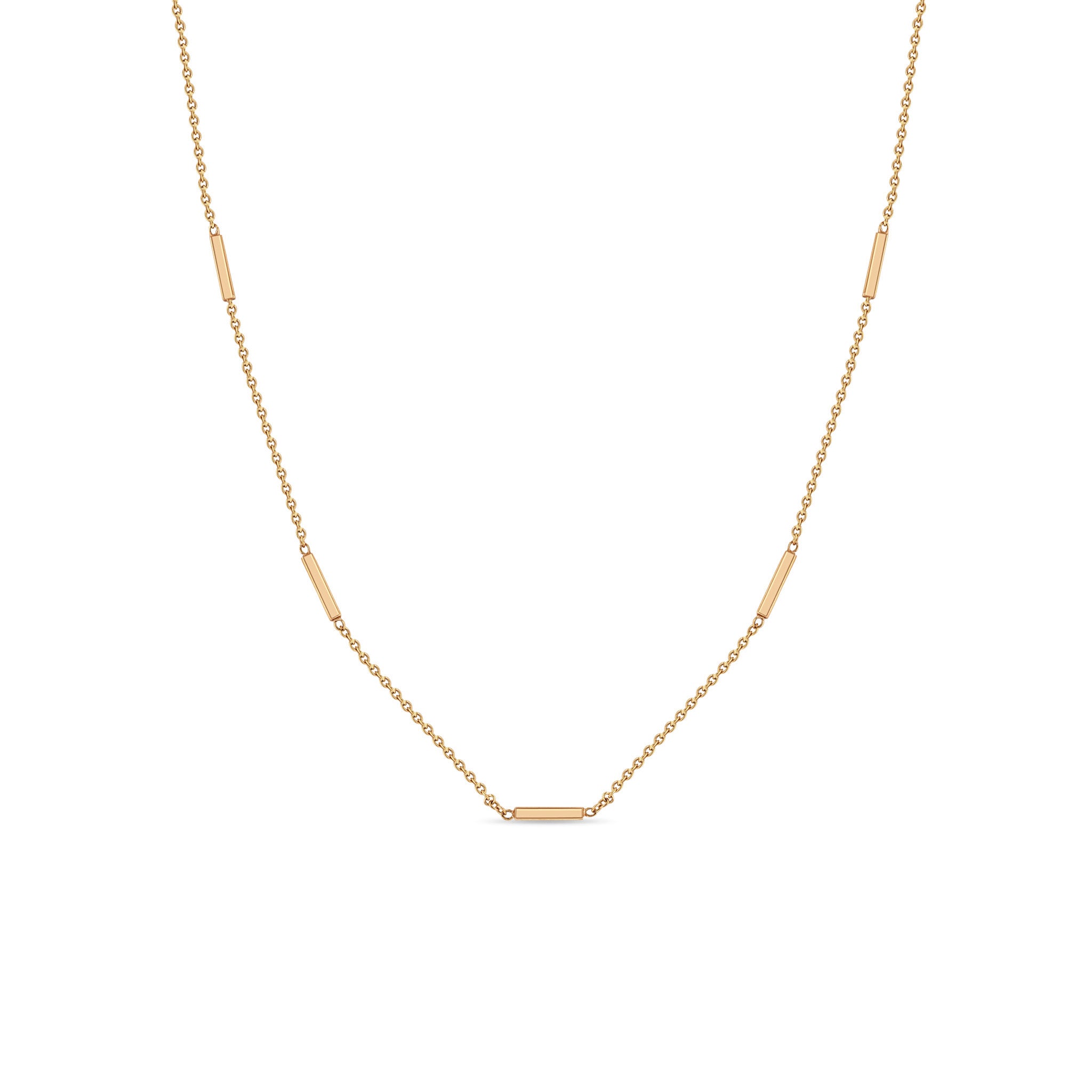Zoë Chicco 14k Rose Gold 5 Horizontal Tiny Bar Station Necklace