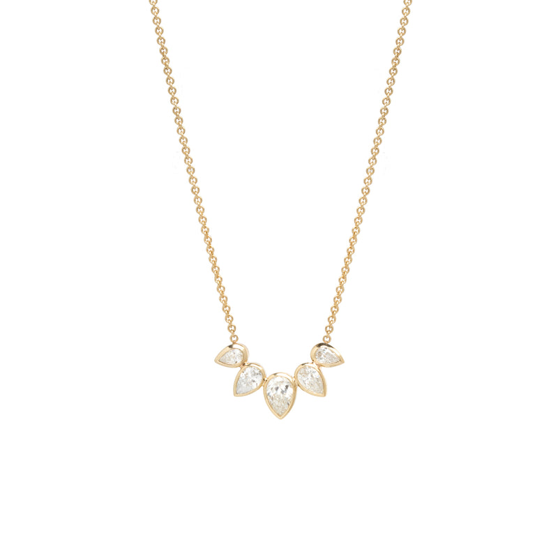 Zoë Chicco 14k Gold 5 Pear Diamond Fan Necklace