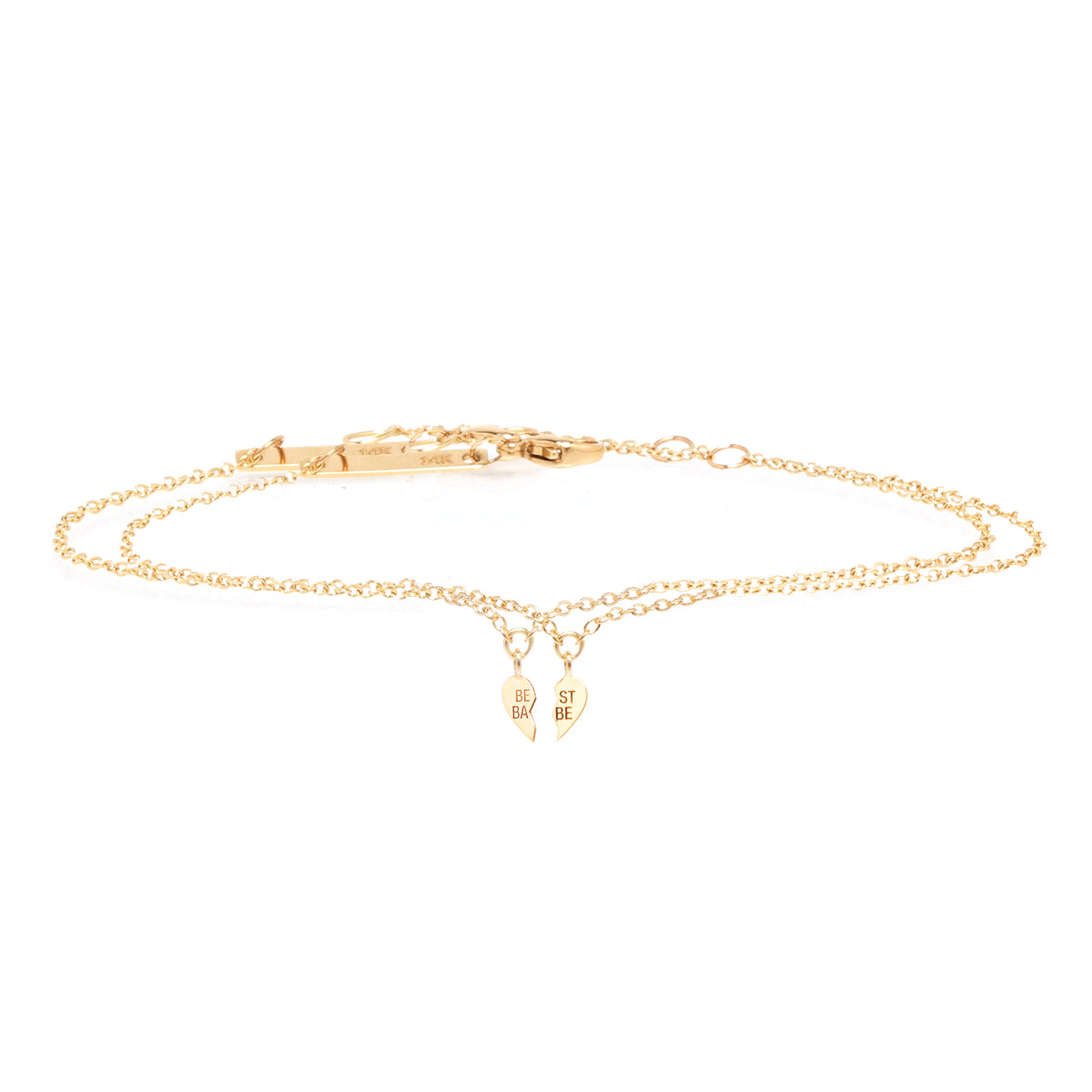 Zoë Chicco 14kt Gold Itty Bitty Best Babe Charm Bracelet Set