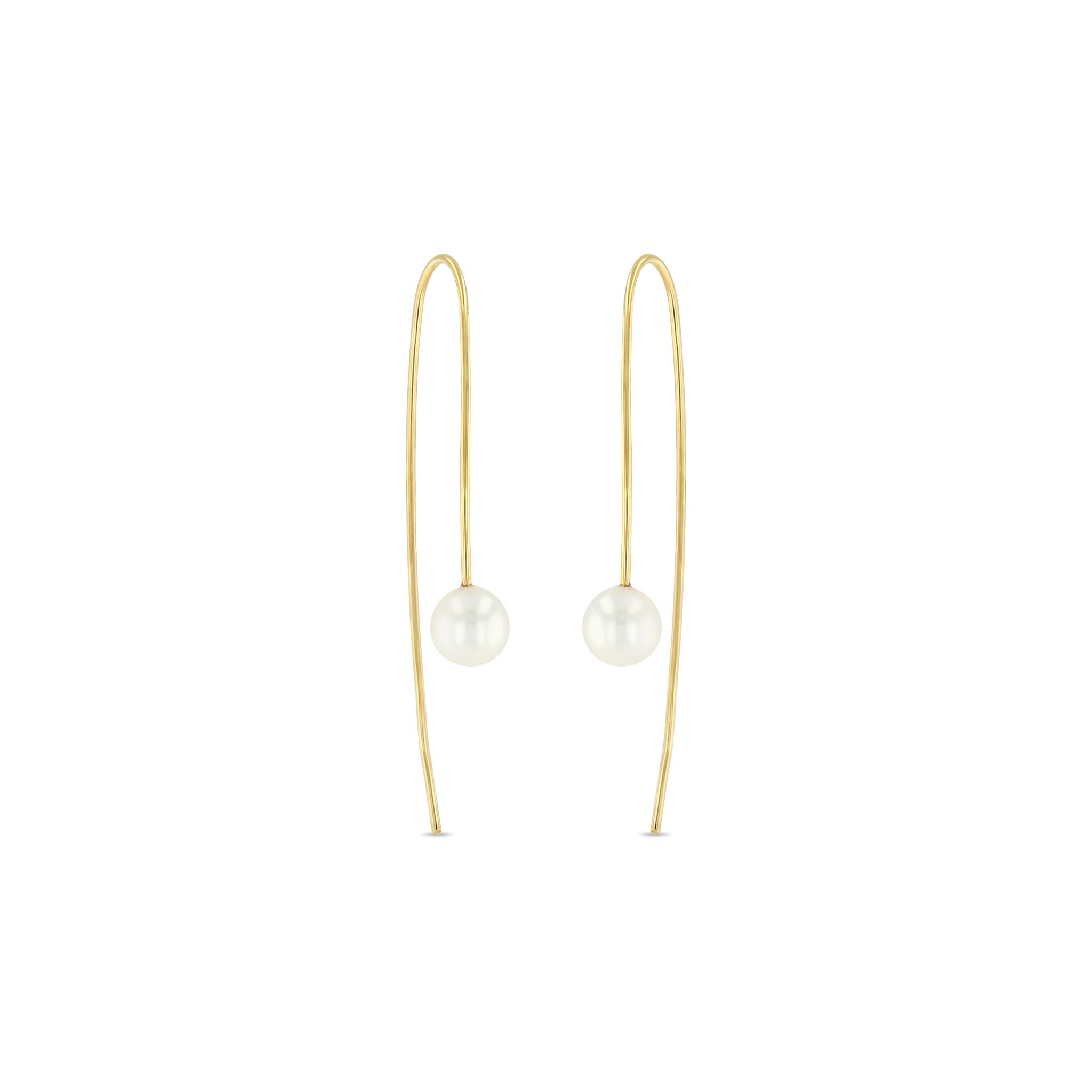 Zoe Chicco 14k Gold Pearl Wire Hook Threader Earrings