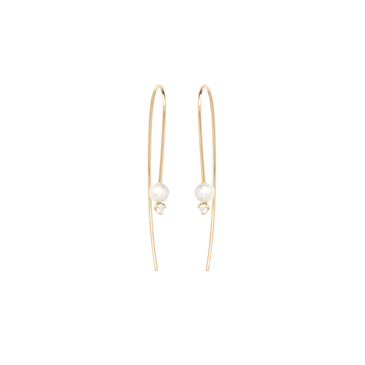 Zoë Chicco 14kt Gold Pearl and Diamond Wire Threader Earrings
