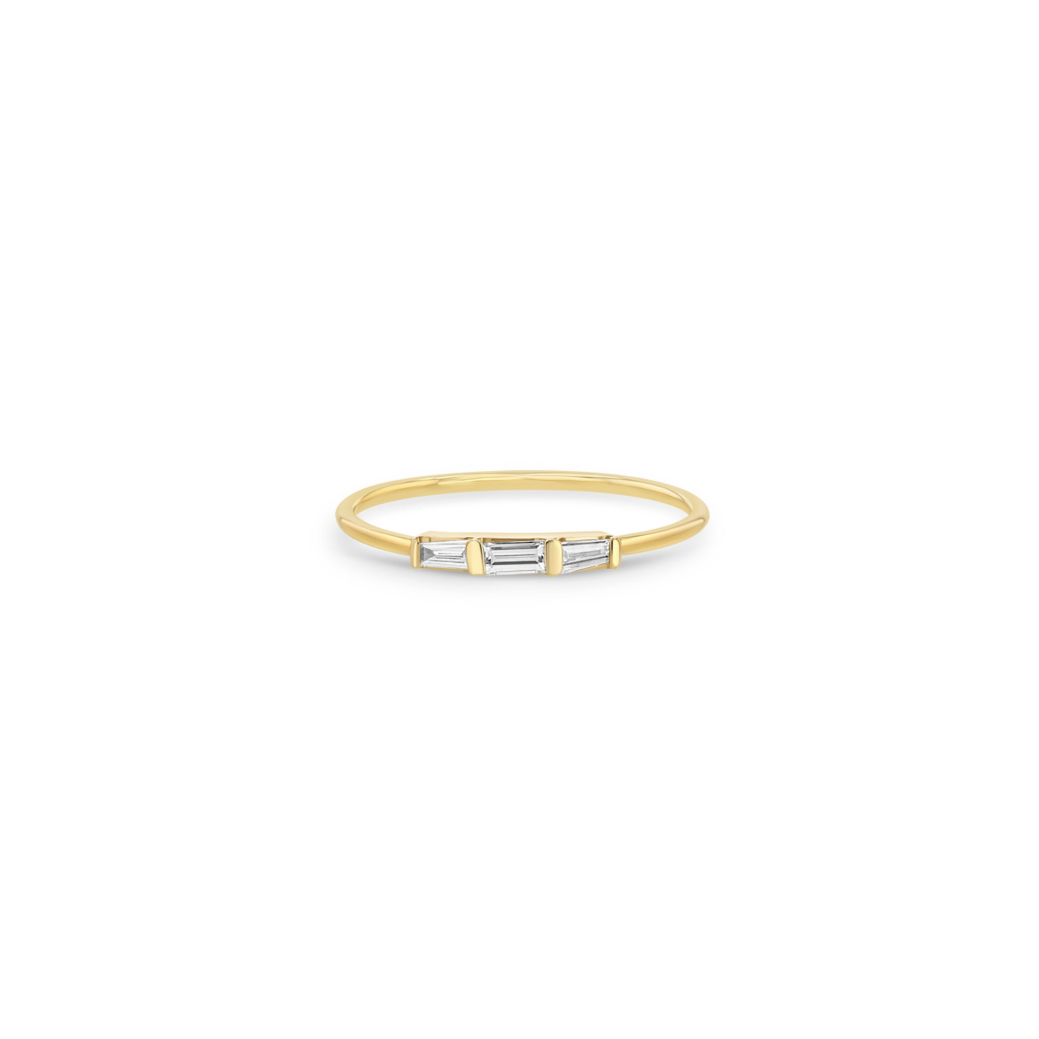 Zoë Chicco 14k Gold Mixed Baguette Diamond Three Stone Ring