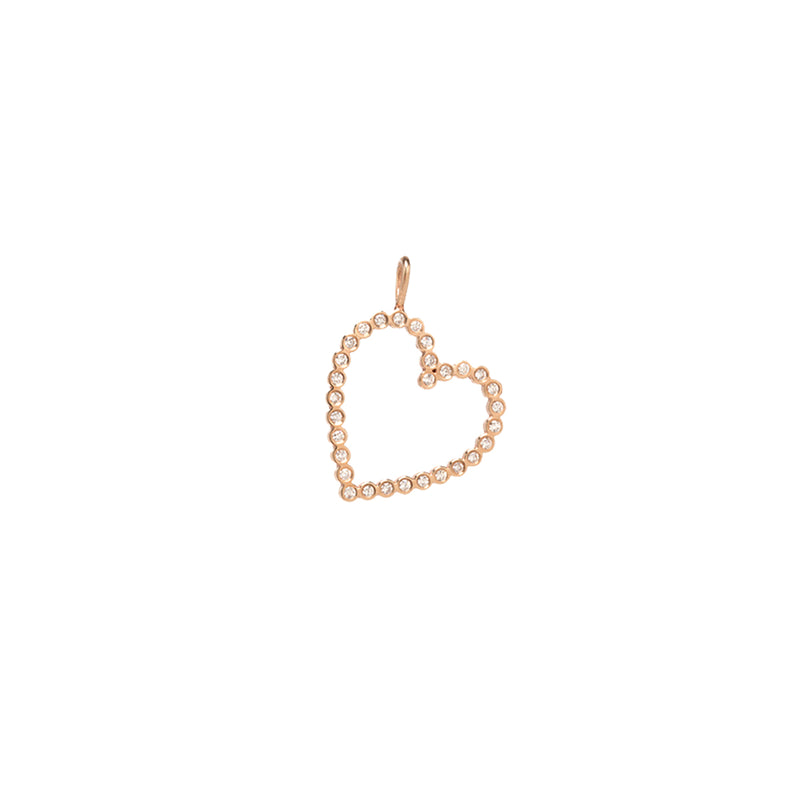Zoë Chicco 14k Gold Diamond Bezel Angled Heart Charm Pendant