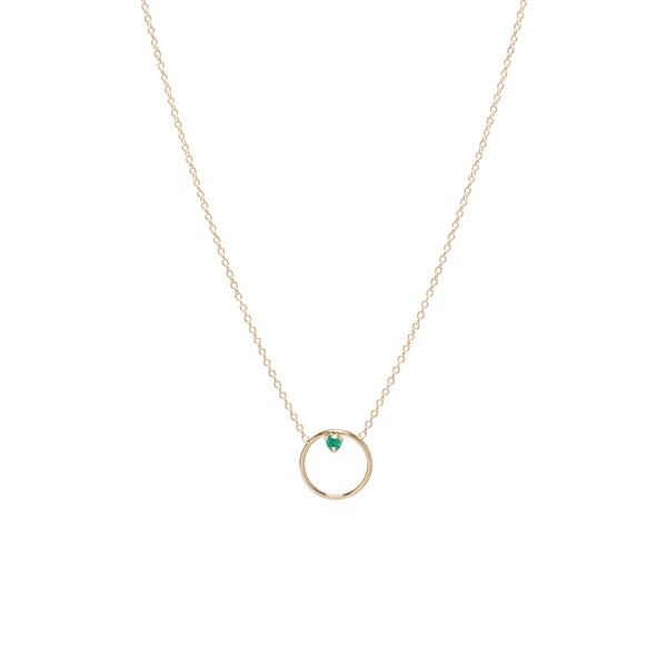 Zoë Chicco 14kt Gold Emerald Circle Prong Necklace