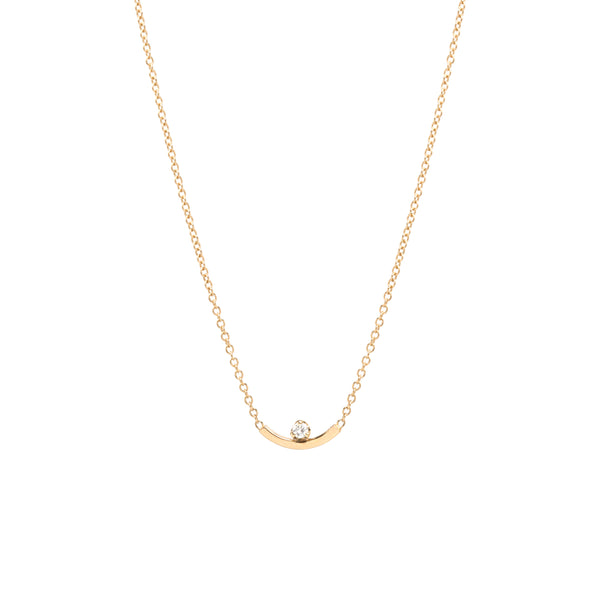 Zoë Chicco 14kt Gold Curved Bar Prong Diamond Necklace