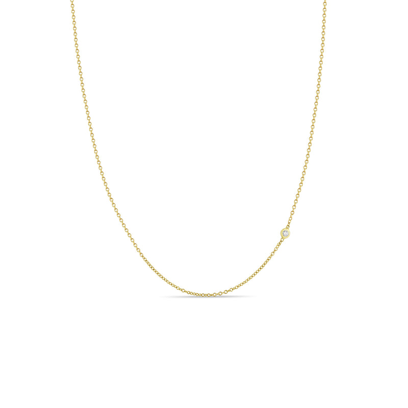  Zoë Chicco 14k Gold Off-Set Floating 1.7mm Diamond Chain Necklace