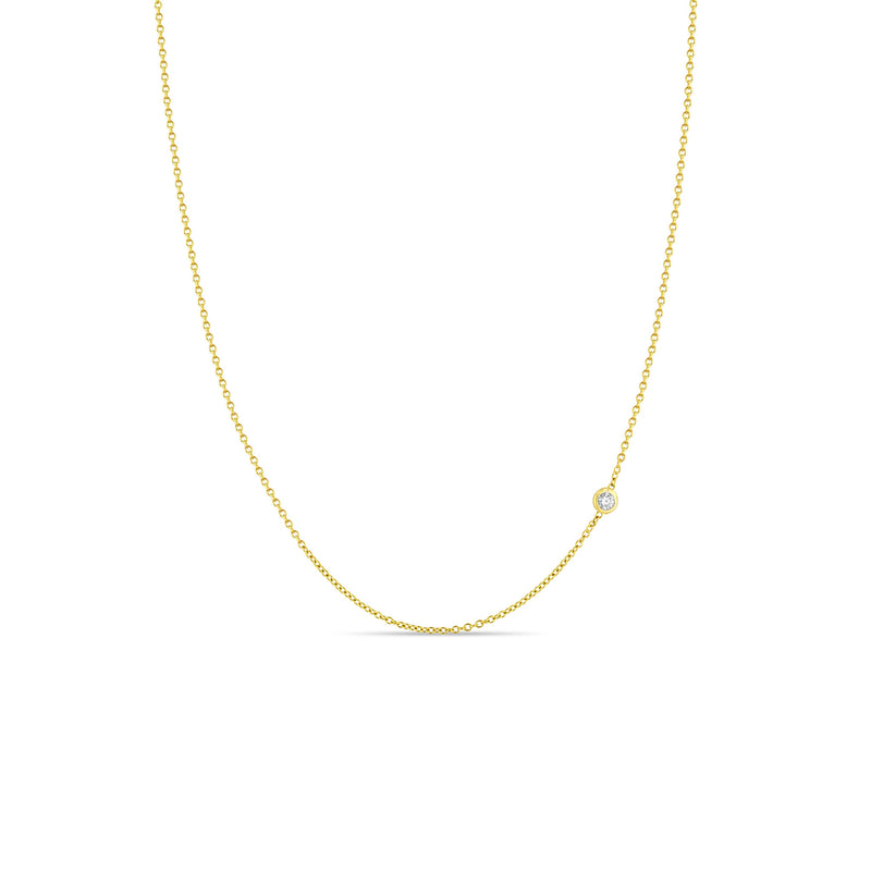 Zoë Chicco 14k Gold Off-Set Floating 2mm Diamond Chain Necklace