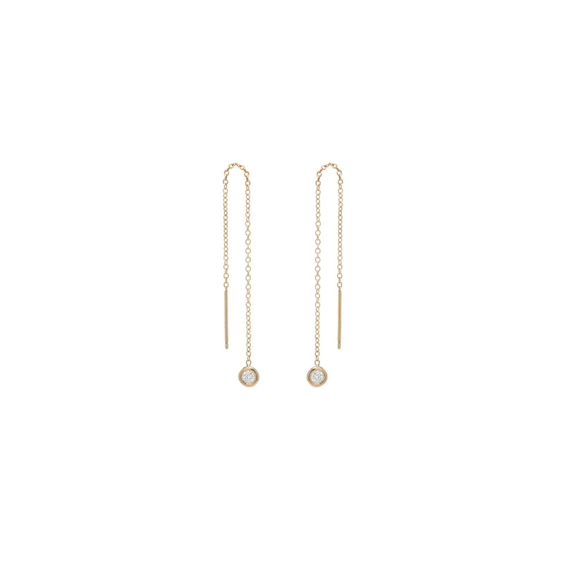 Zoë Chicco 14kt Gold Floating White Diamond Threader Earrings