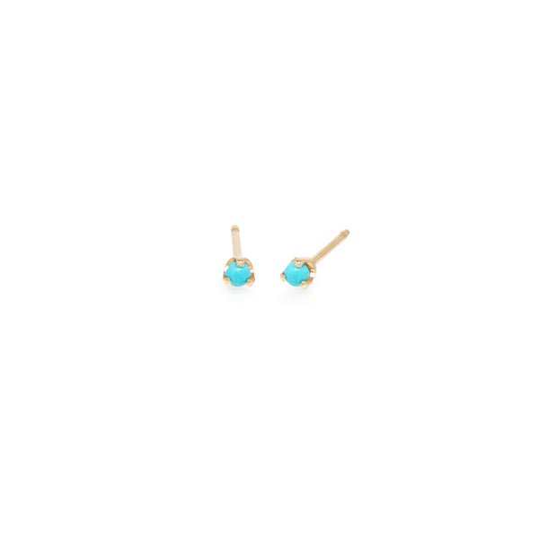 Zoë Chicco 14k Gold Turquoise Prong Stud Earrings | December Birthstone