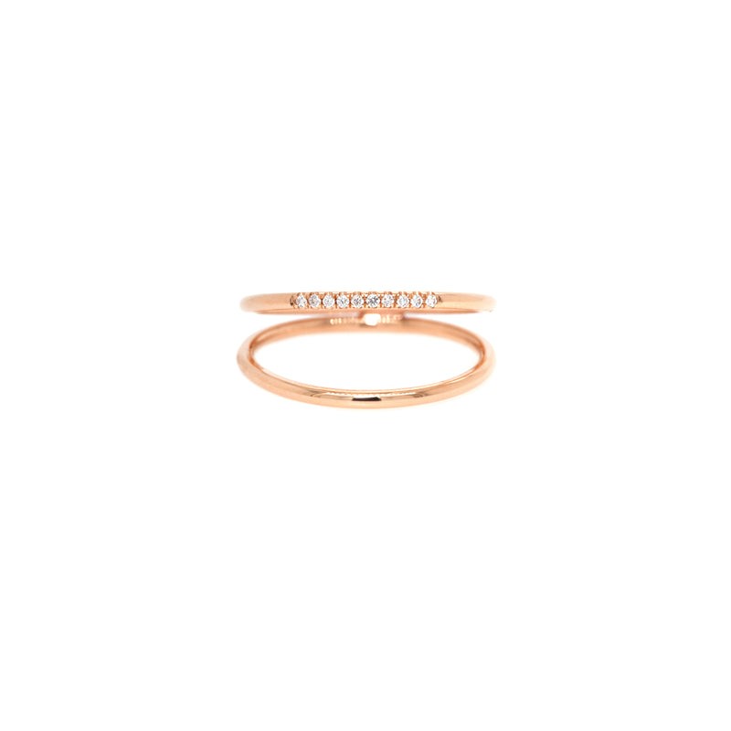 Zoë Chicco 14kt Gold Double Band Ring with 10 Pave Diamonds