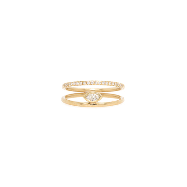 Zoë Chicco 14k Gold Pavé & Marquise Diamond Open Double Band Ring