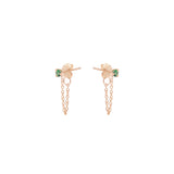 Zoë Chicco 14kt Gold Prong Emerald Chain Huggie Earrings