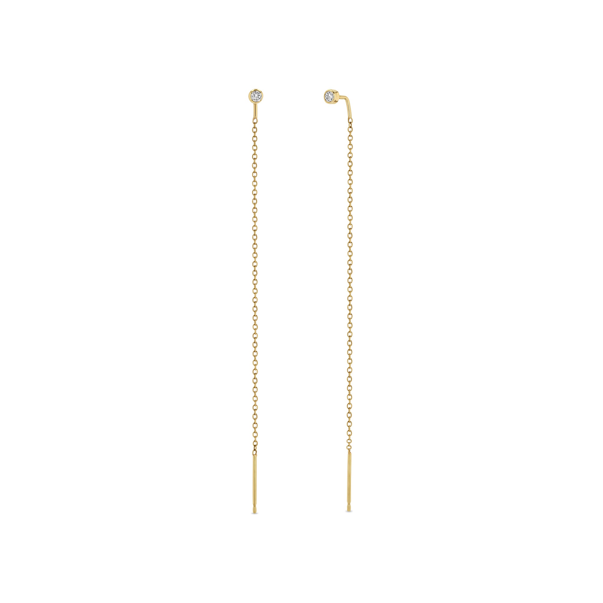 Zoë Chicco 14k Gold Diamond Bezel Chain Threader Earrings