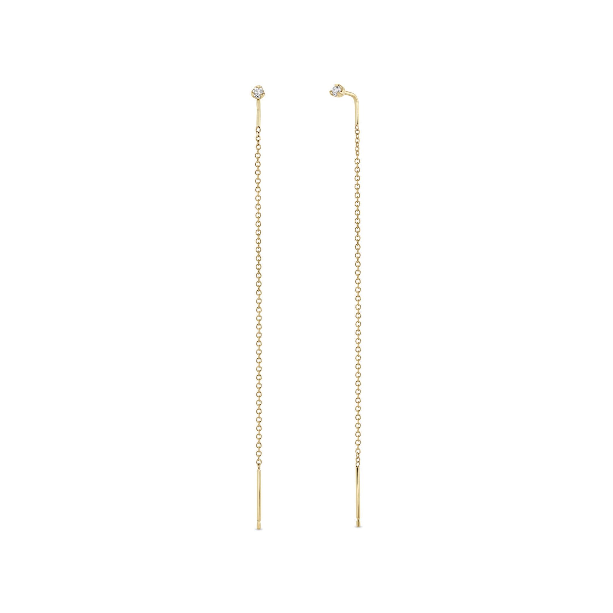 Zoë Chicco 14k Gold Prong Diamond Chain Threader Earrings