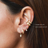 close up of woman wearing a Zoë Chicco 14k Gold Chubby Ear Cuff 