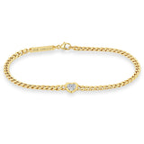 Front view of Zoë Chicco 14k Gold Floating Heart Shaped Diamond Small Curb Chain Bracelet