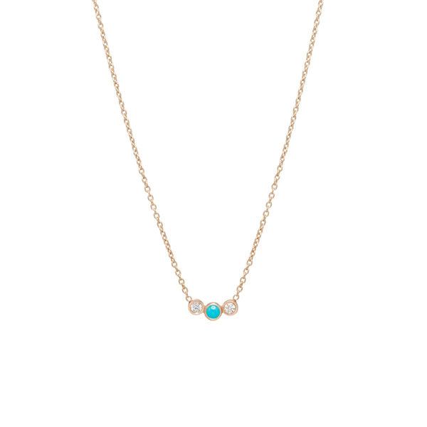 14k Graduated Turquoise & Diamond Bezel Necklace