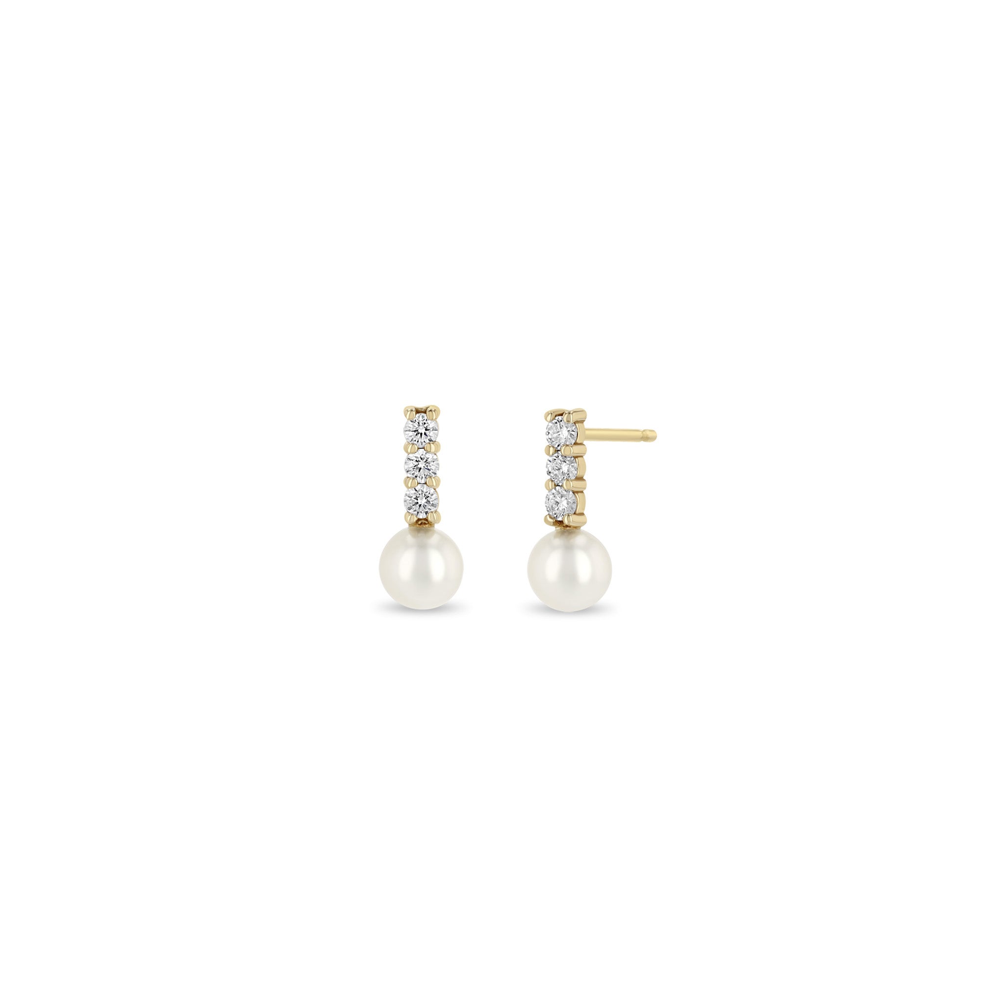 Zoë Chicco 14k Gold Diamond Bar & Pearl Drop Earrings