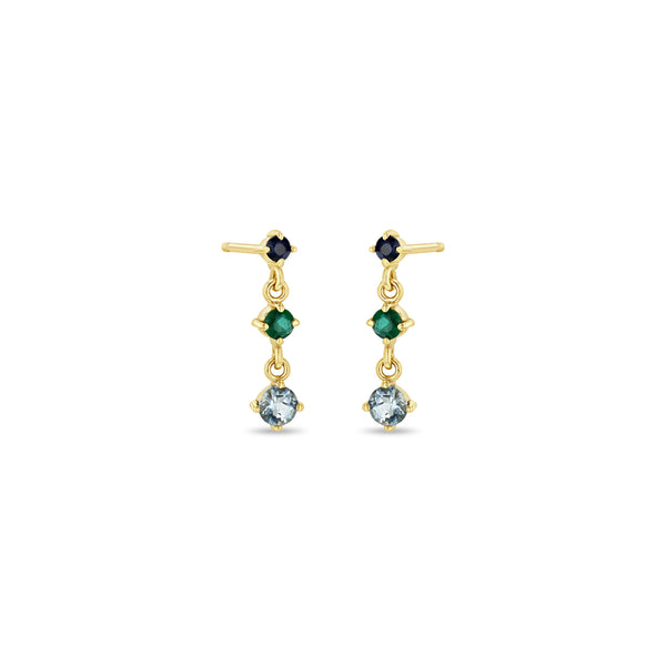 Zoë Chicco 14k Gold Linked Graduated Blue Ombre Gemstone Drop Earrings