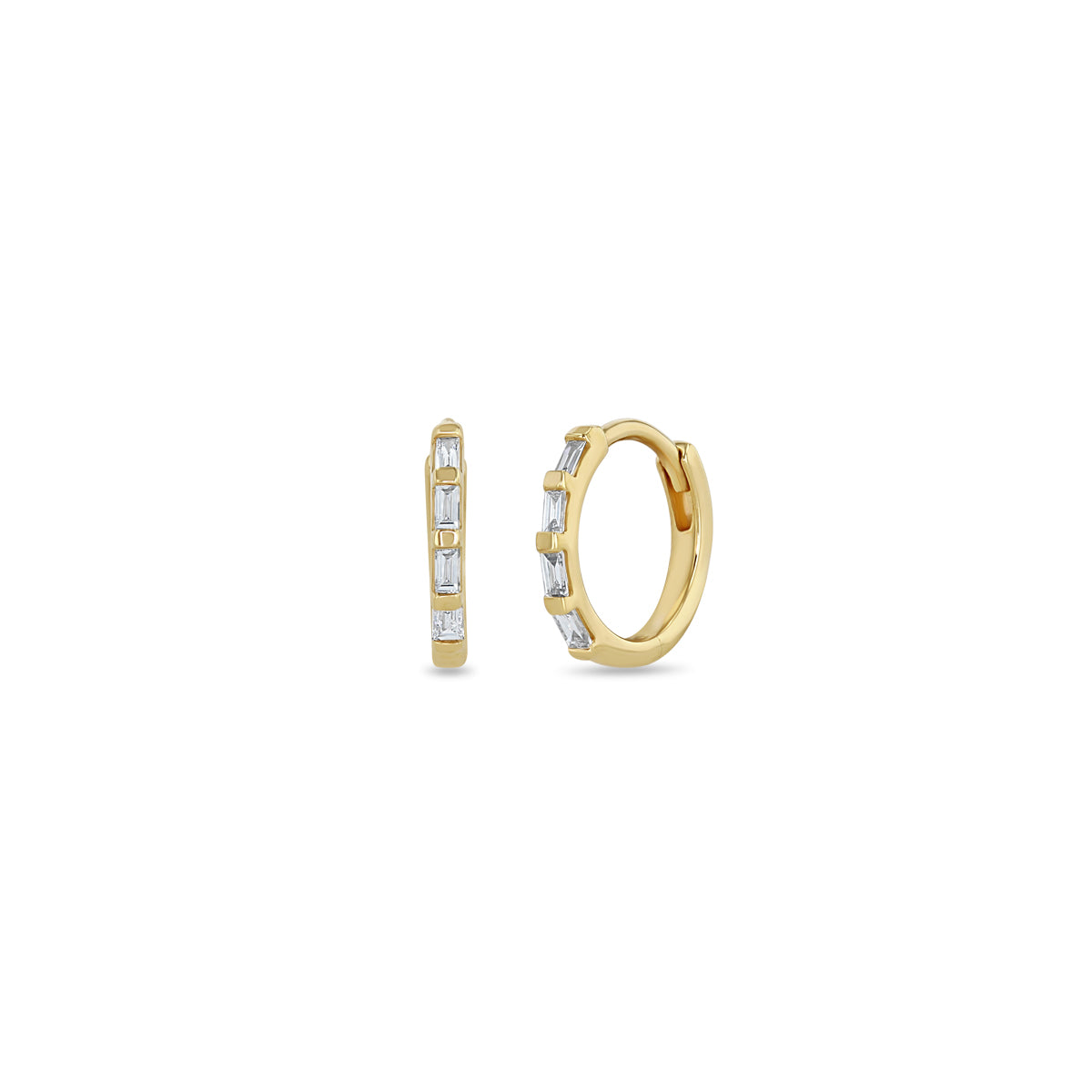 Zoë Chicco 14k Gold Baguette Diamond Hinge Huggie Hoops