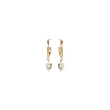 Zoë Chicco 14kt Gold Thick Huggie Hoops with Dangling Pear Diamonds