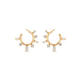 Zoë Chicco 14k Gold Baguette & Prong Diamond Front to Back Circle Hoops