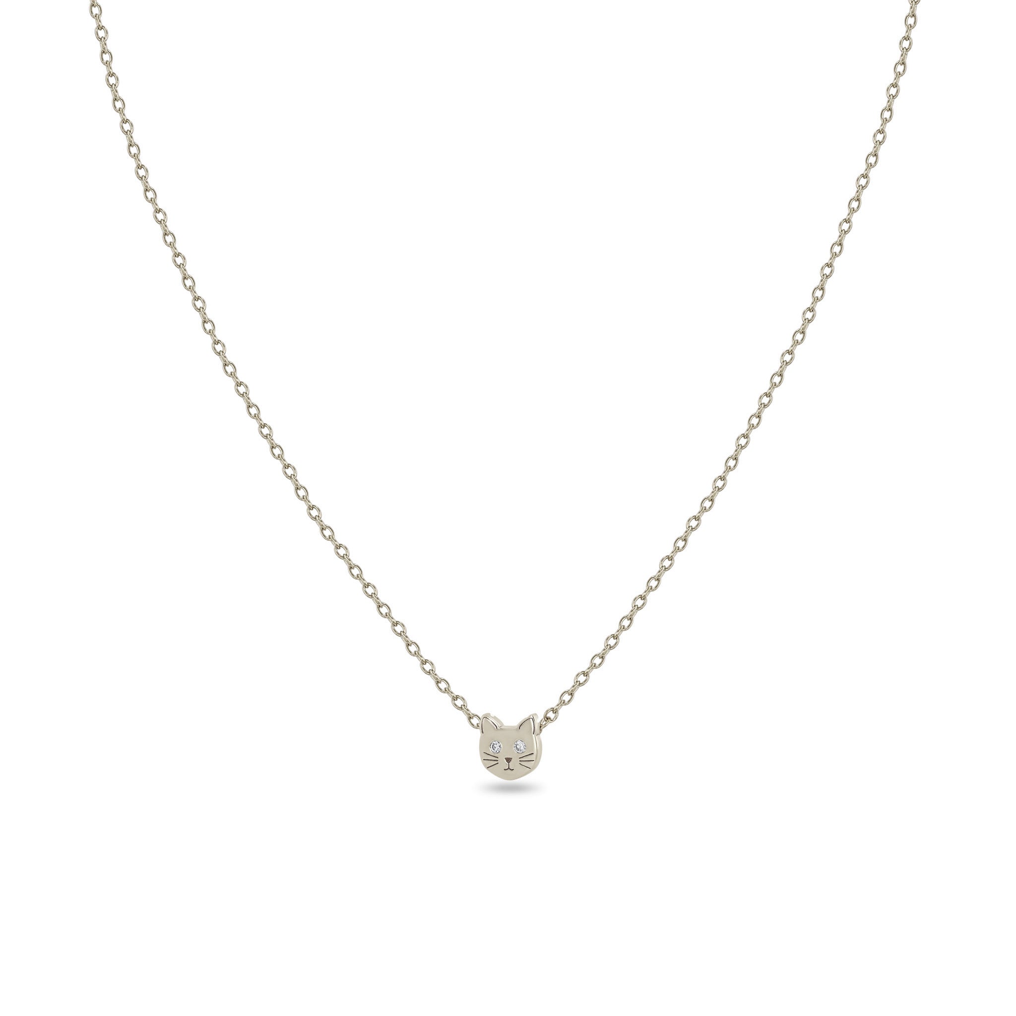 Zoë Chicco 14k Gold Itty Bitty Cat with Diamond Eyes Necklace