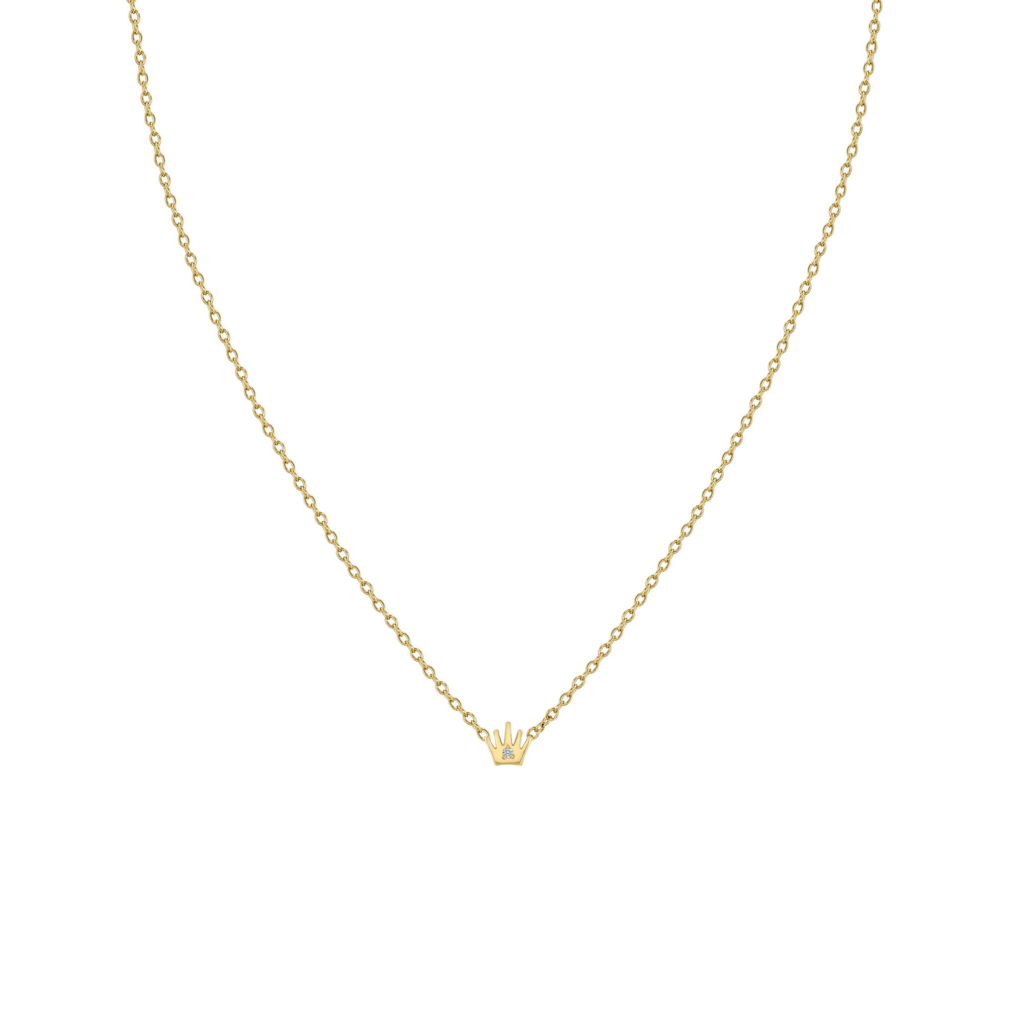 14k Itty Bitty Diamond Crown Necklace