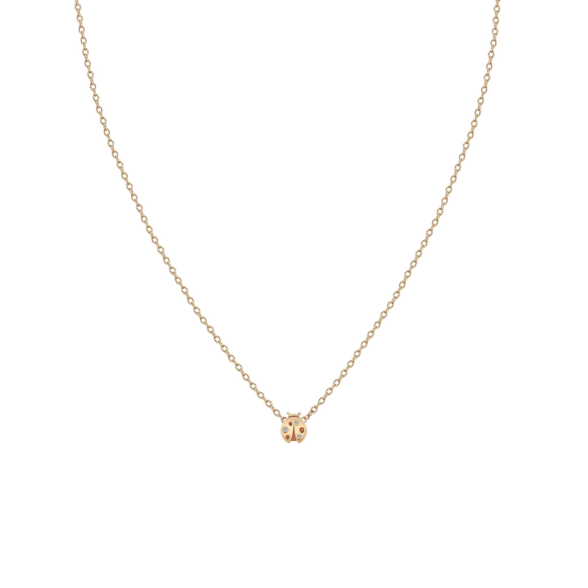 Zoë Chicco 14k Gold Itty Bitty Diamond Ladybug Necklace