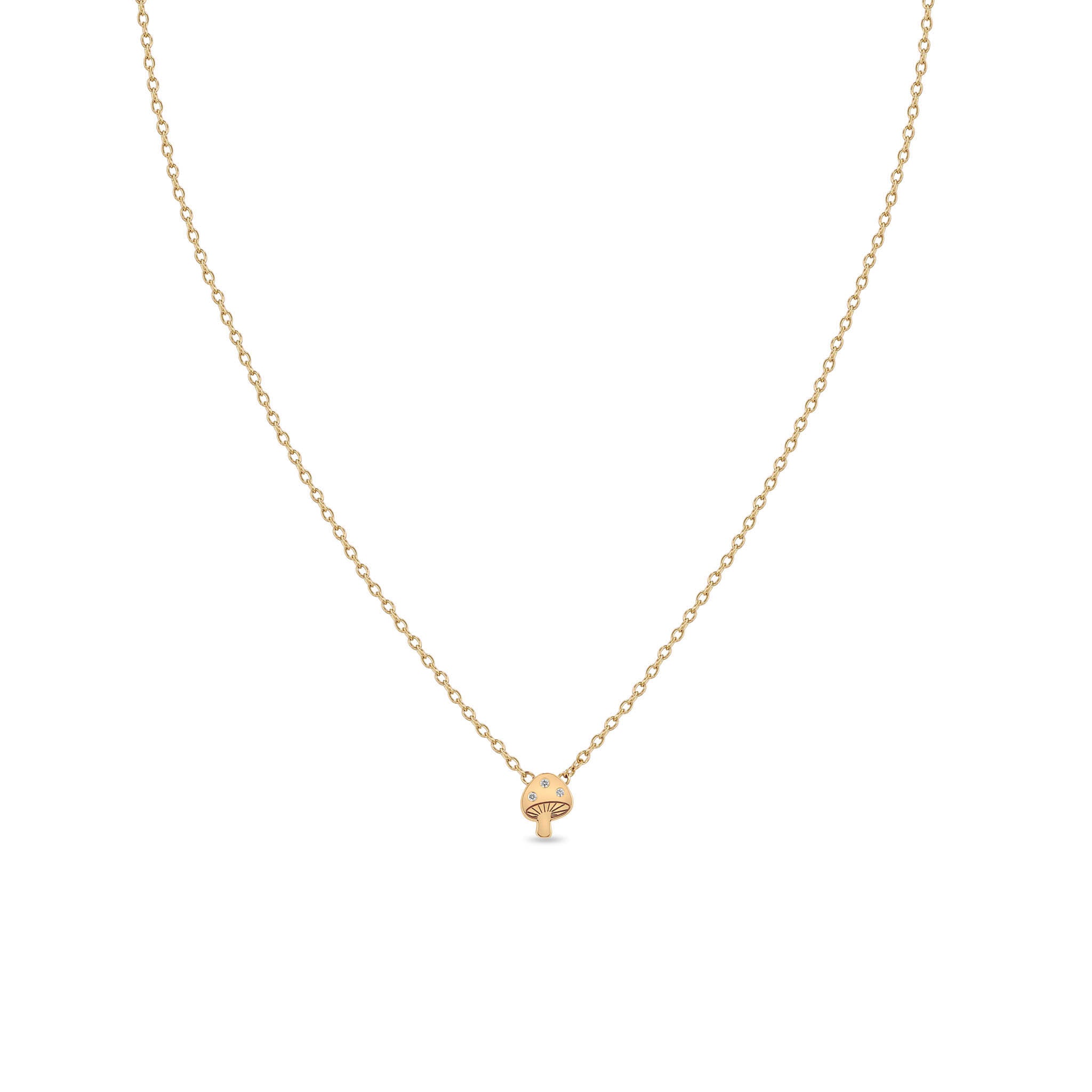 Zoë Chicco 14k Gold Itty Bitty Diamond Mushroom Necklace