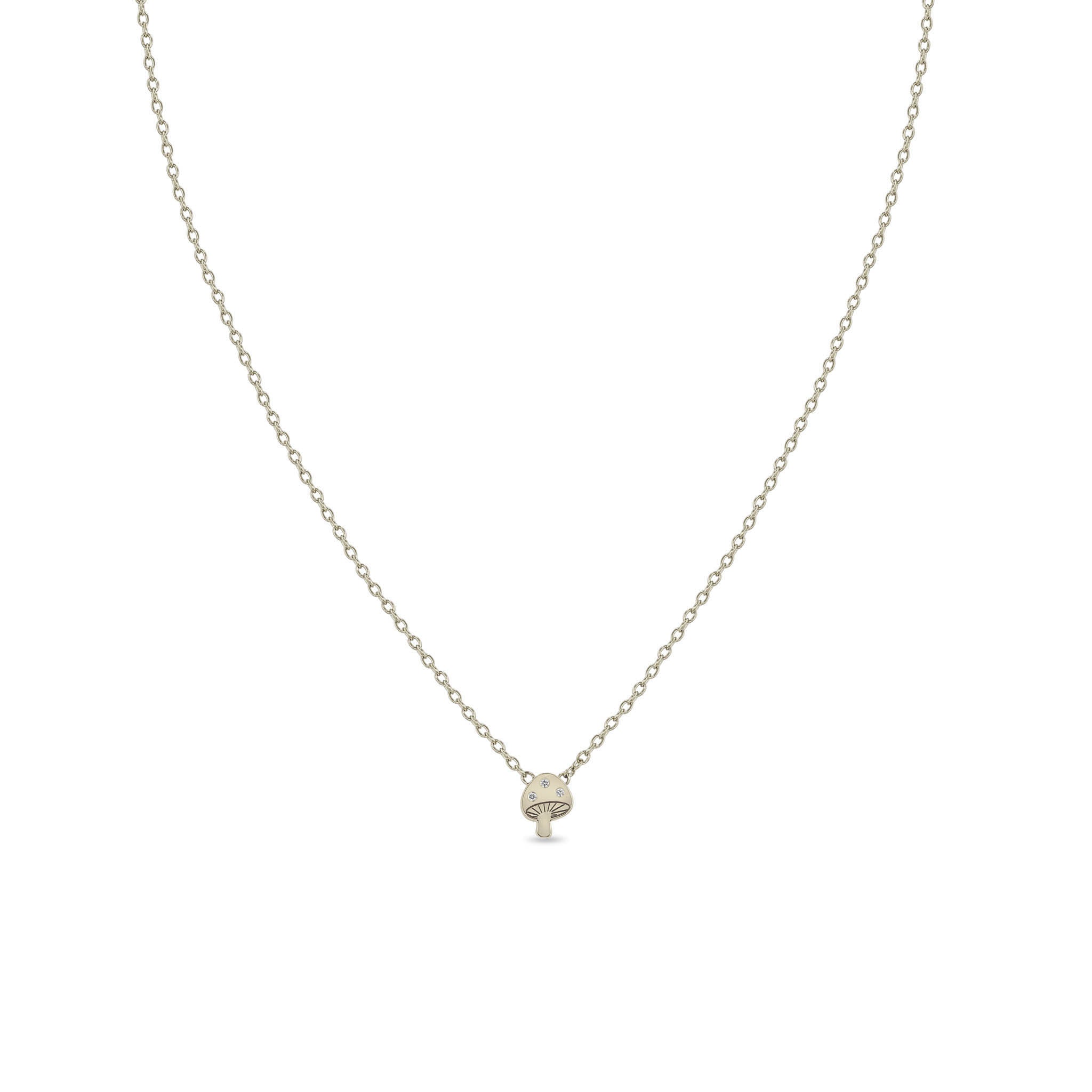 Zoë Chicco 14k Gold Itty Bitty Diamond Mushroom Necklace