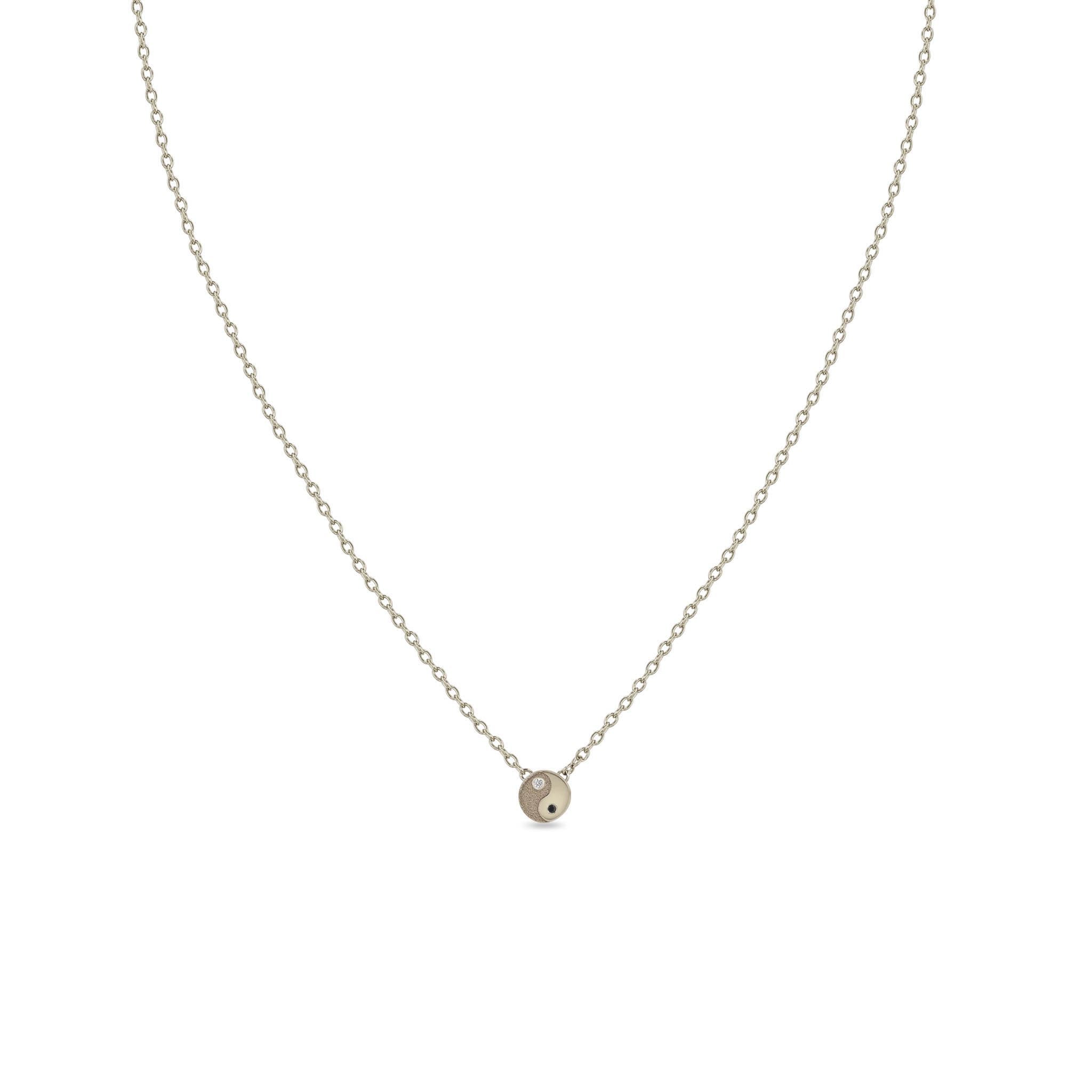 Zoë Chicco 14k Gold Itty Bitty Black & White Diamond Yin Yang Necklace