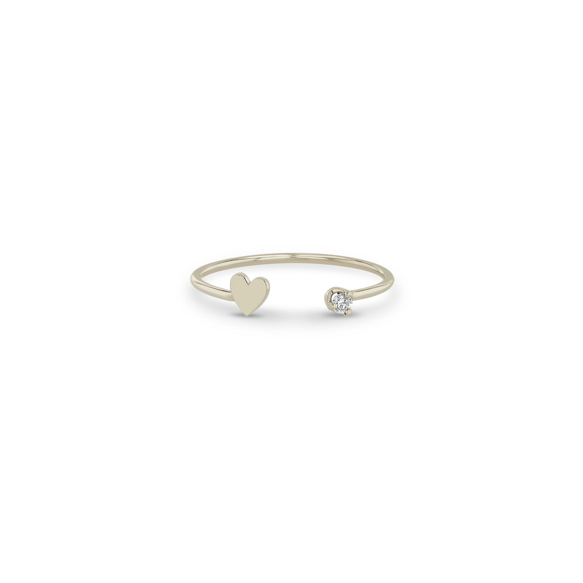 14k Itty Bitty Heart & Prong Diamond Open Ring