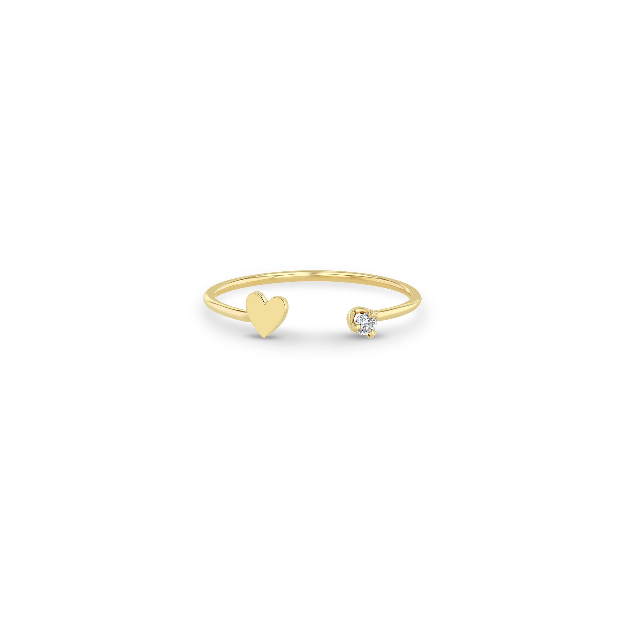 Zoë Chicco 14k Gold Itty Bitty Heart & Prong Diamond Open Ring