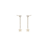 14k Itty Bitty Star & Diamond Short Chain Drop Earrings