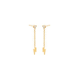 Zoë Chicco 14k Gold Lightning Bolt & Diamond Short Chain Drop Earrings