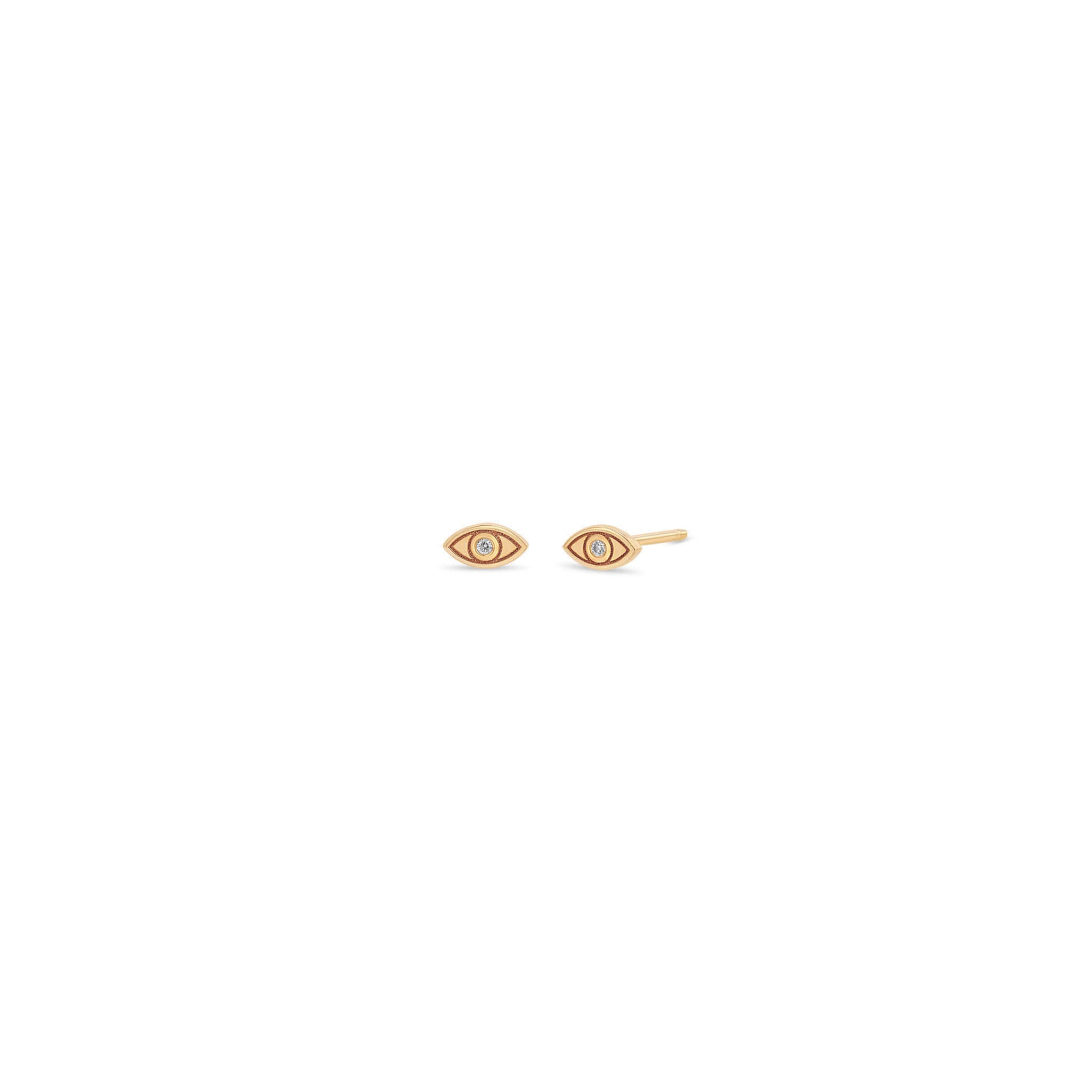 Zoë Chicco 14k Gold Itty Bitty Diamond Evil Eye Stud Earrings