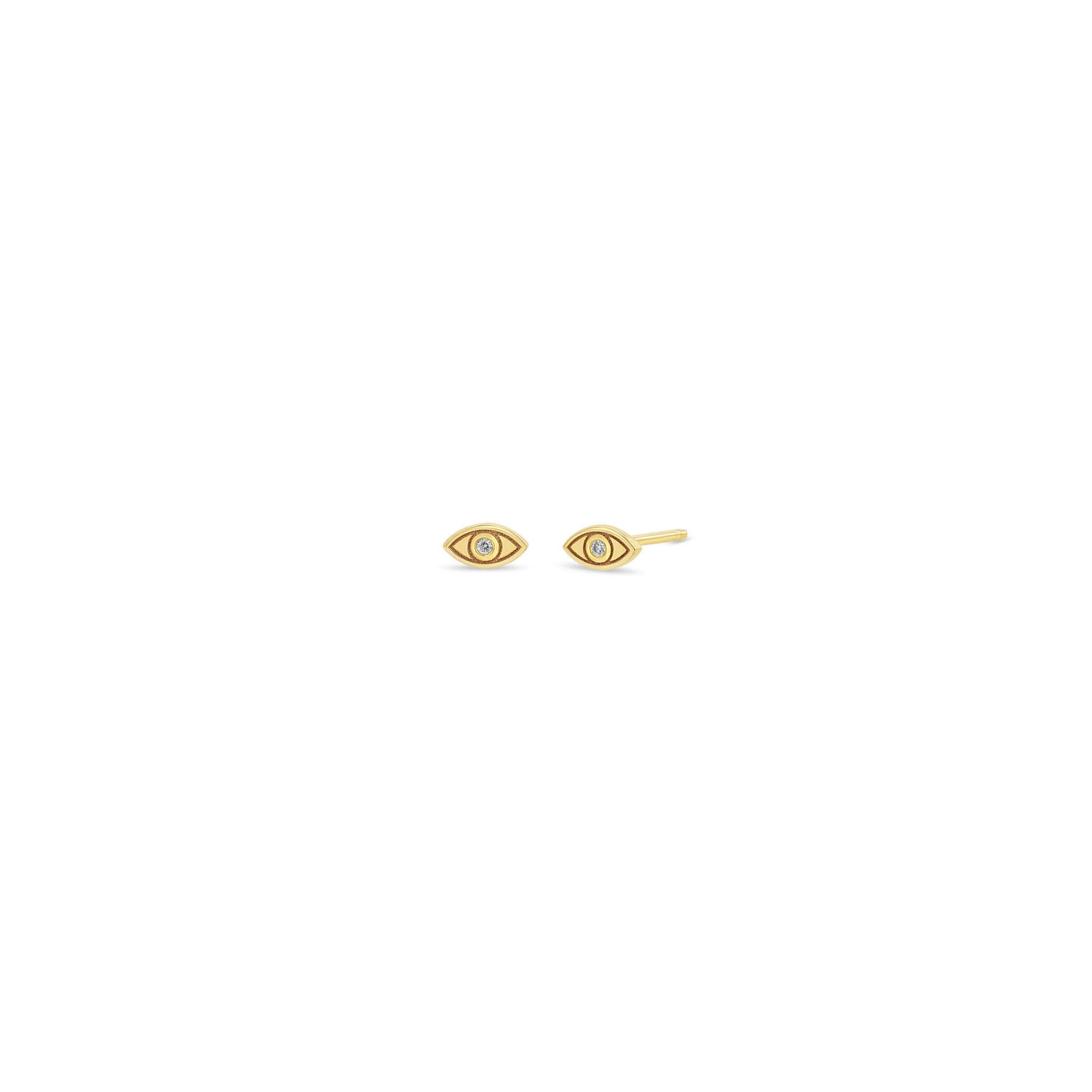 Zoë Chicco 14k Gold Itty Bitty Diamond Evil Eye Stud Earrings