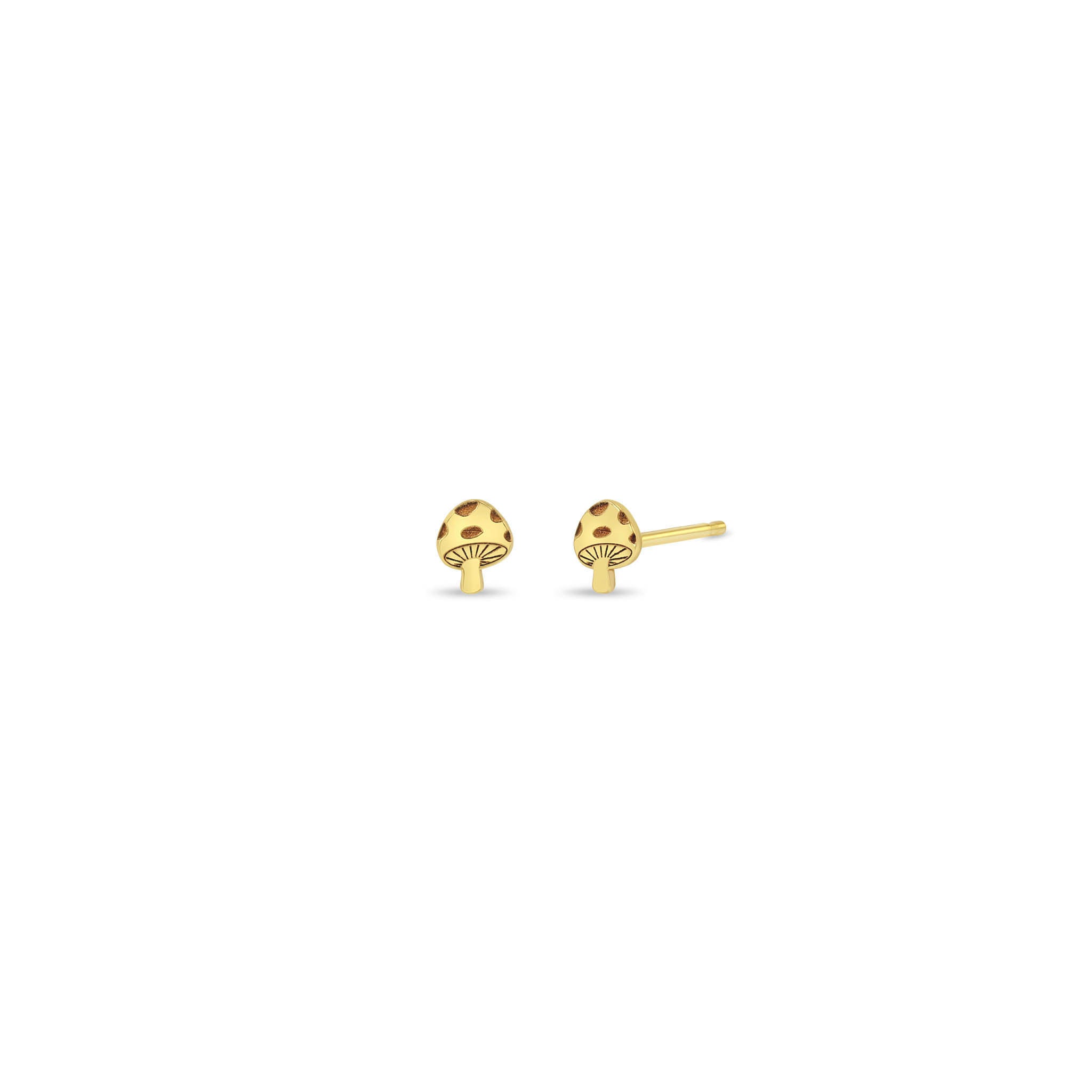 Pair of Zoë Chicco 14k Yellow Gold Itty Bitty Mushroom Stud Earrings