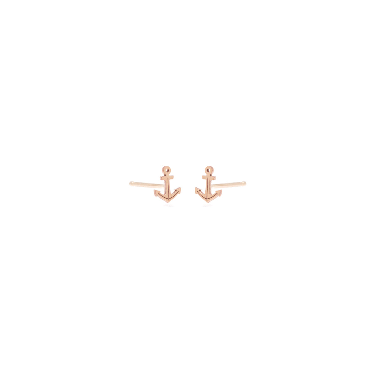 pair of rose gold anchor stud earrings